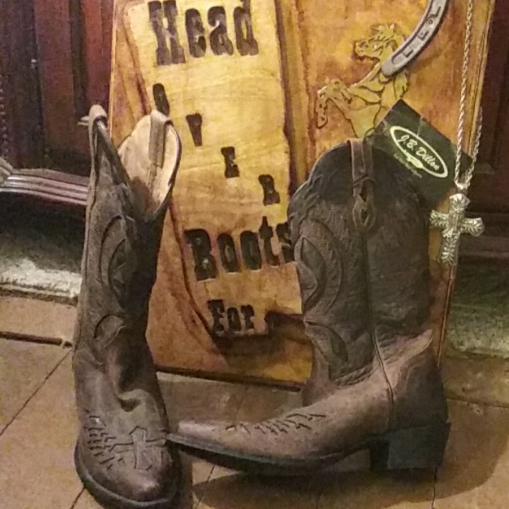 Brown 9B cross woman Western Cowgirl leather boot